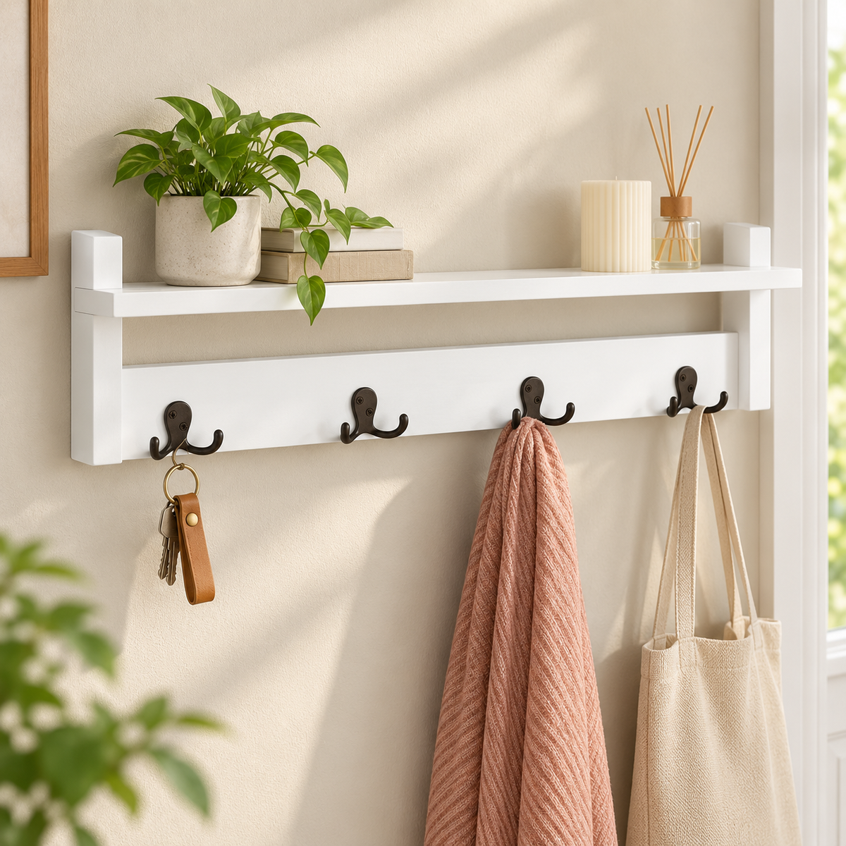 Wall Mounted Coat Rack Shelf