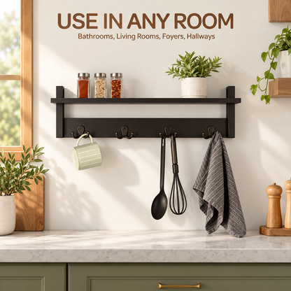 Wall Mounted Coat Rack Shelf