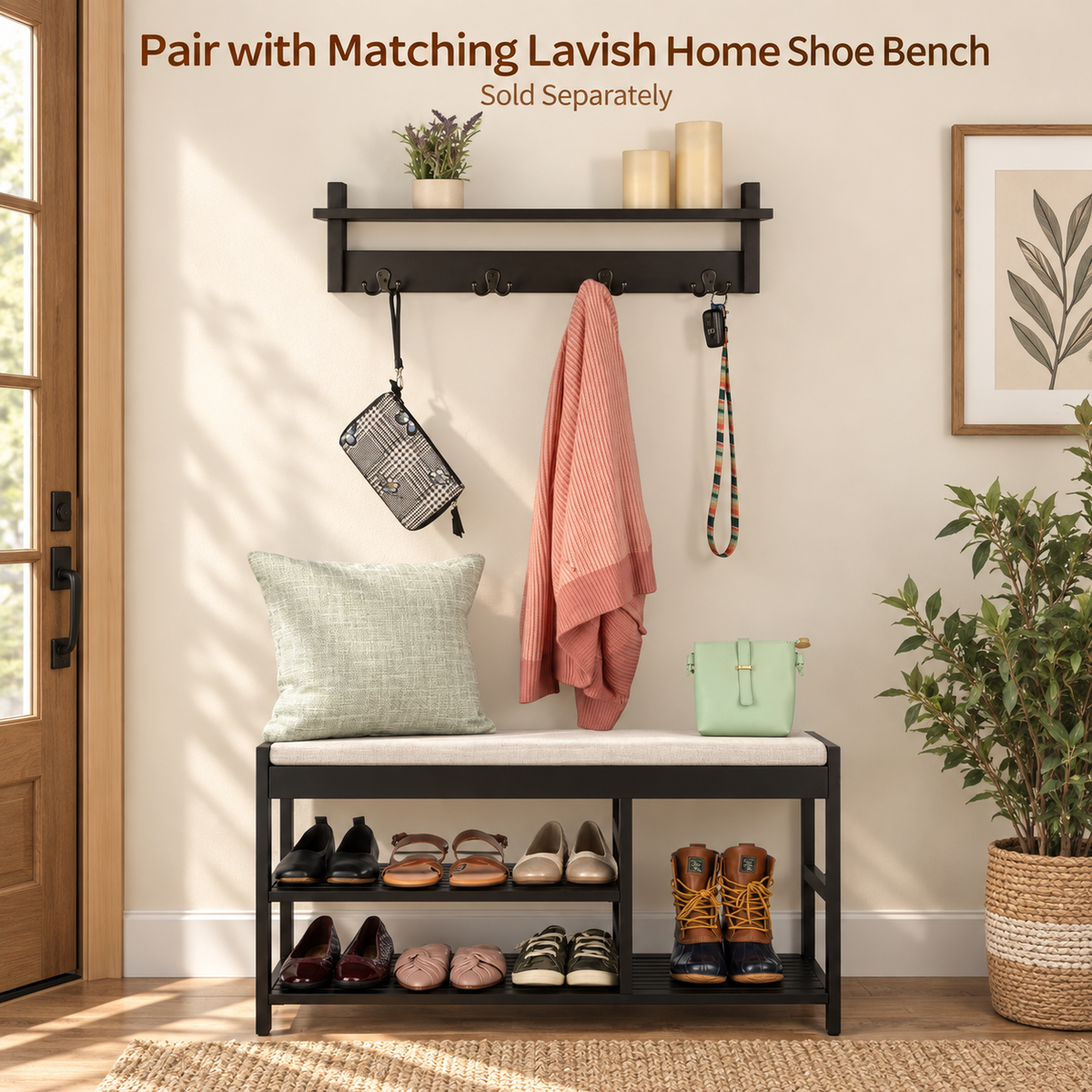 Wall Mounted Coat Rack Shelf