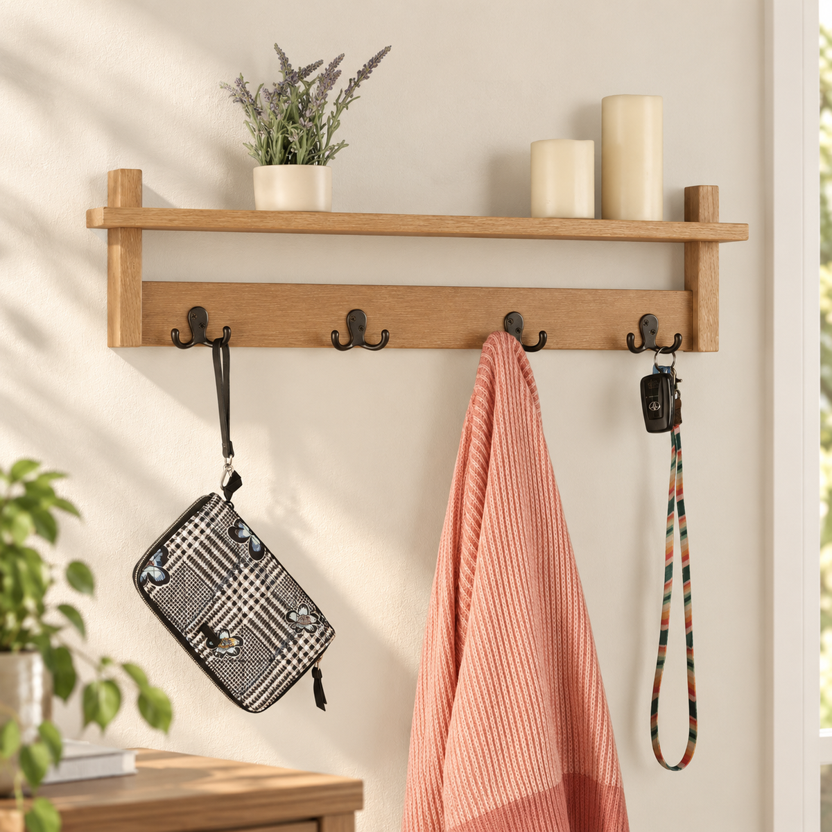 Wall Mounted Coat Rack Shelf
