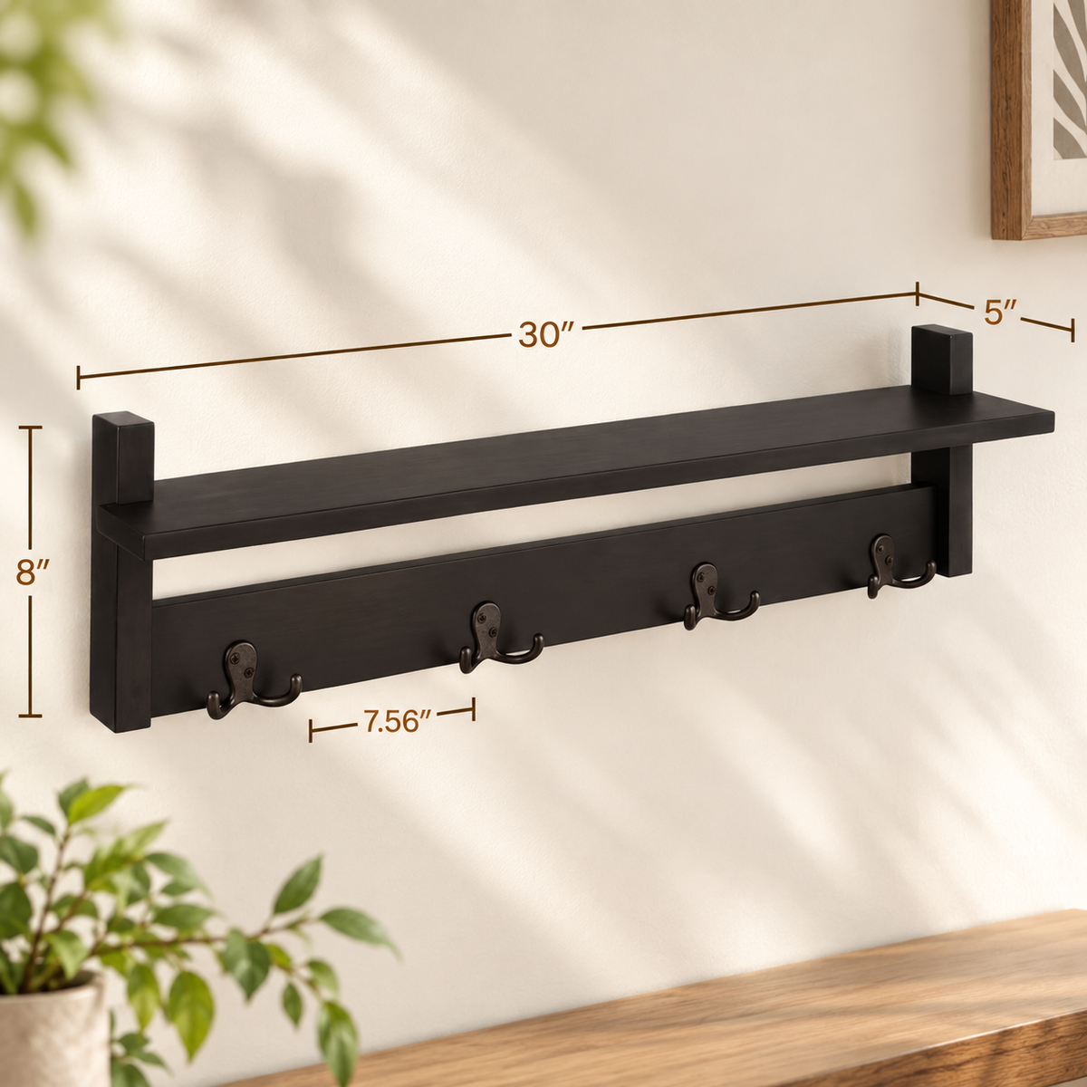 Wall Mounted Coat Rack Shelf