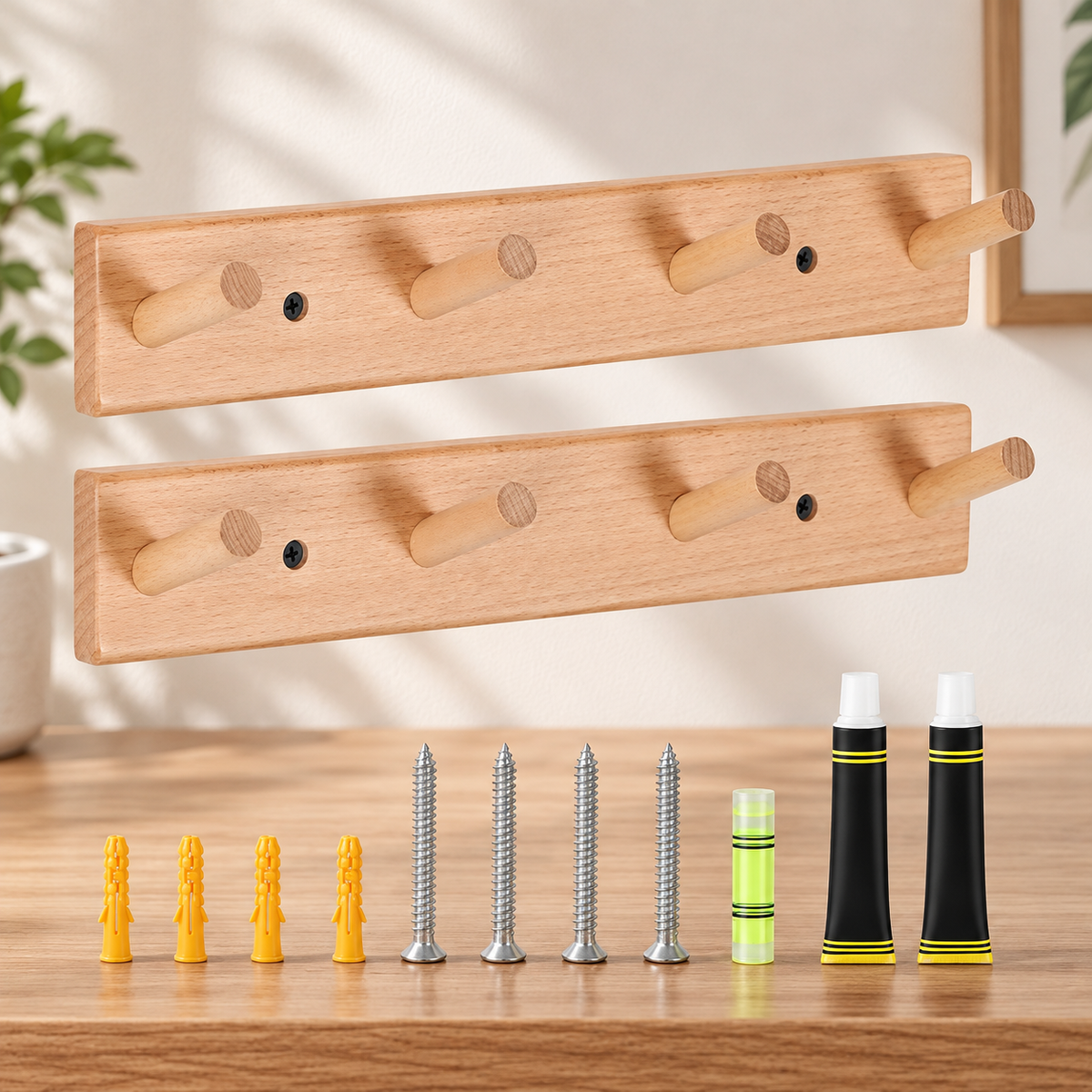 Wooden Wall Coat Hook Rack