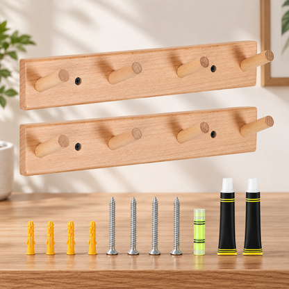 Wooden Wall Coat Hook Rack