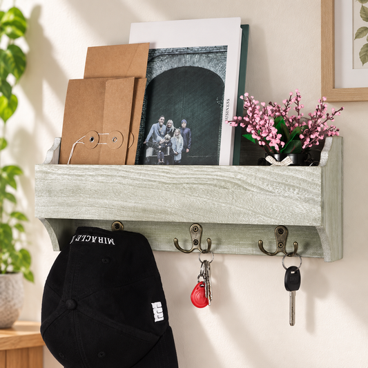 Wooden Wall Key Organizer Shelf