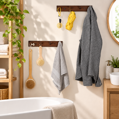 Wooden Wall Coat Hook Rack