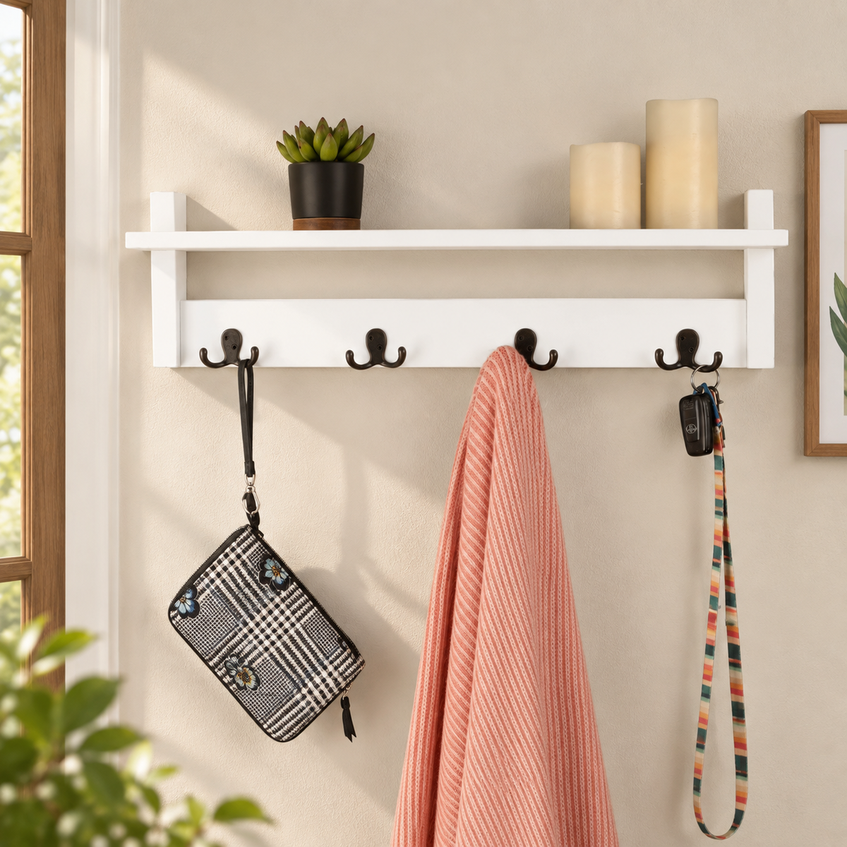 Wall Mounted Coat Rack Shelf