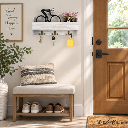 Wooden Wall Key Organizer Shelf