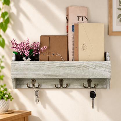 Wooden Wall Key Organizer Shelf