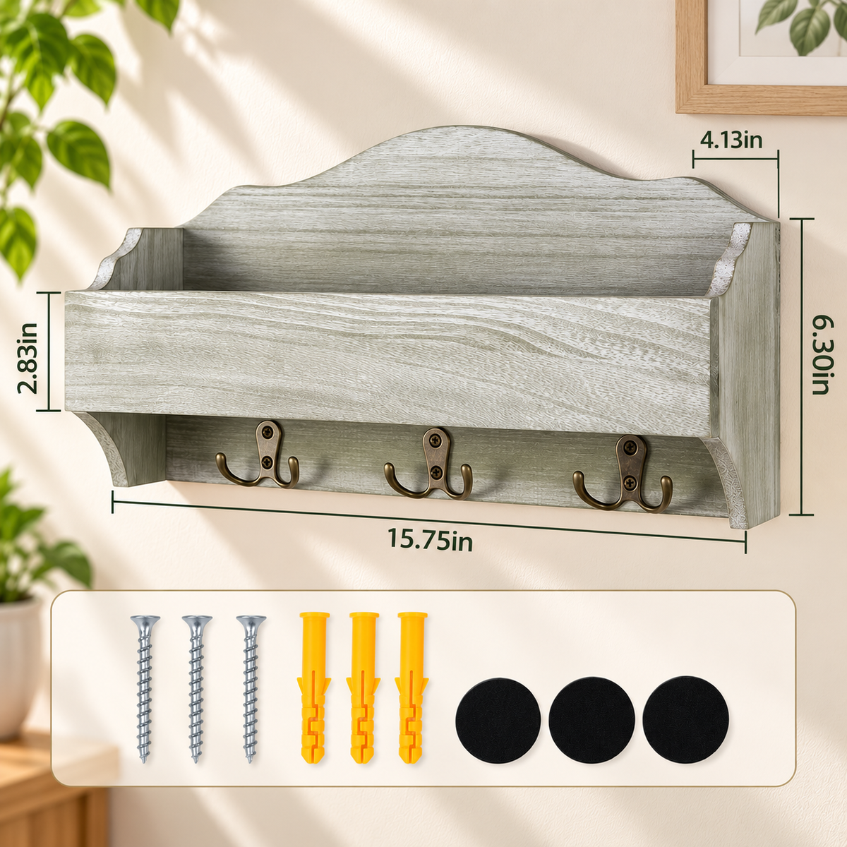 Wooden Wall Key Organizer Shelf