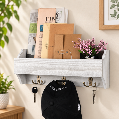 Wooden Wall Key Organizer Shelf